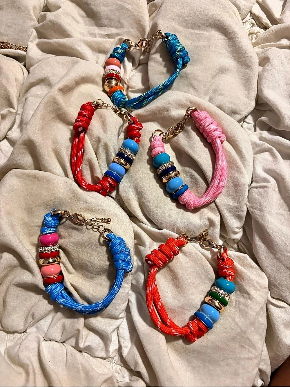 Beaded Braided Bracelet Set in Blue & Red Like New